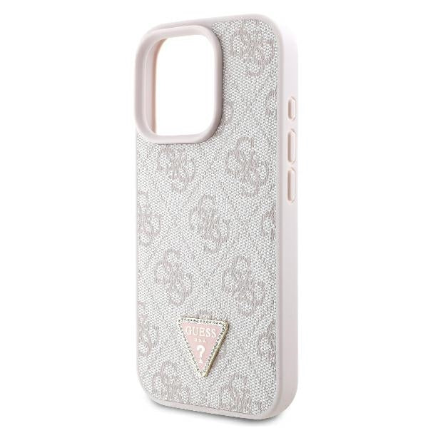 Hülle für Apple iPhone 16 Pro Max, Guess, Crossbody 4G Triangle Strass, Rosa