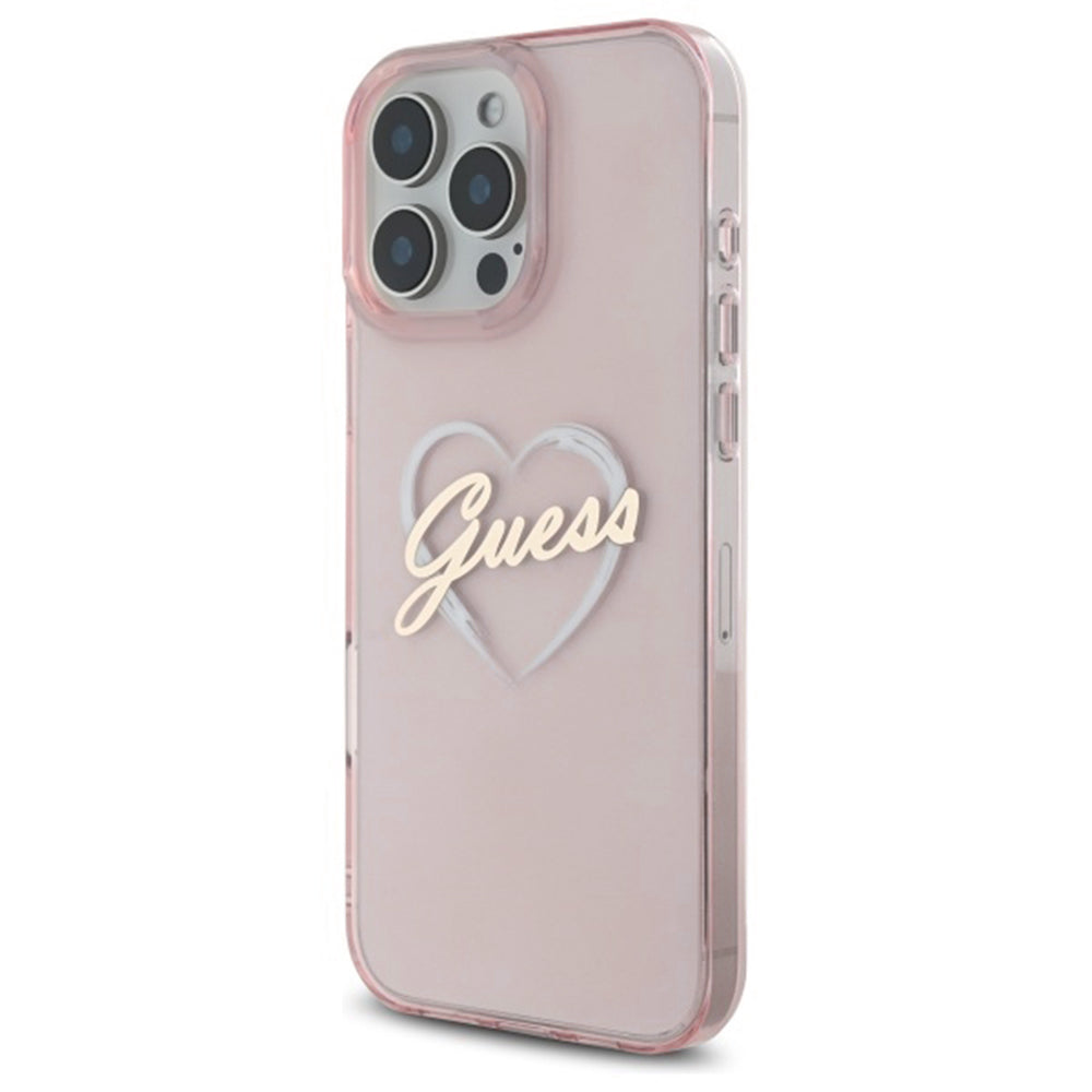 Hülle für Apple iPhone 16 Pro Max, Guess, IML Heart, Rosa