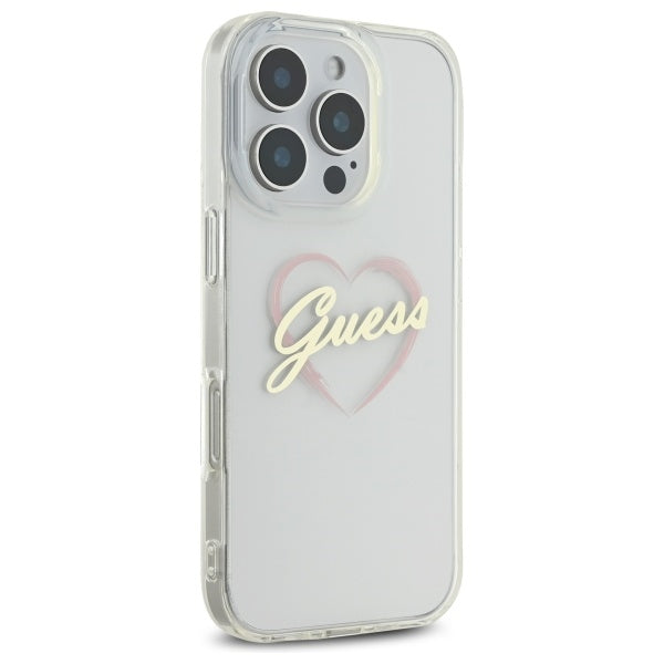 Hülle für Apple iPhone 16 Pro Max, Guess, IML Heart, Transparent