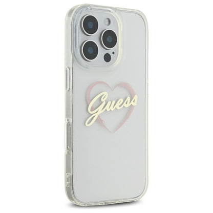 Hülle für Apple iPhone 16 Pro Max, Guess, IML Heart, Transparent