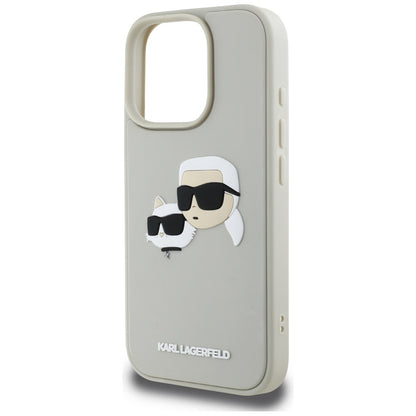 Étui pour Apple iPhone 16 Pro Max, Karl Lagerfeld, 3D Rubber Karl & Choupette, Beige