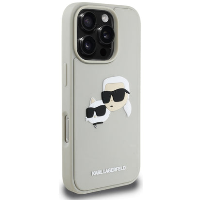 Étui pour Apple iPhone 16 Pro Max, Karl Lagerfeld, 3D Rubber Karl & Choupette, Beige