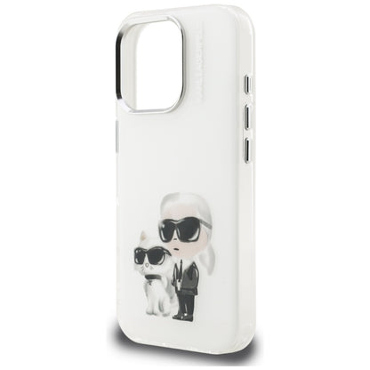 Case for Apple iPhone 16 Pro Max, Karl Lagerfeld, IML Aquarelle Logo Karl & Choupette, White