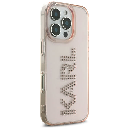Étui pour Apple iPhone 16 Pro Max, Karl Lagerfeld, IML Rhinestones Pink Logo, Rose