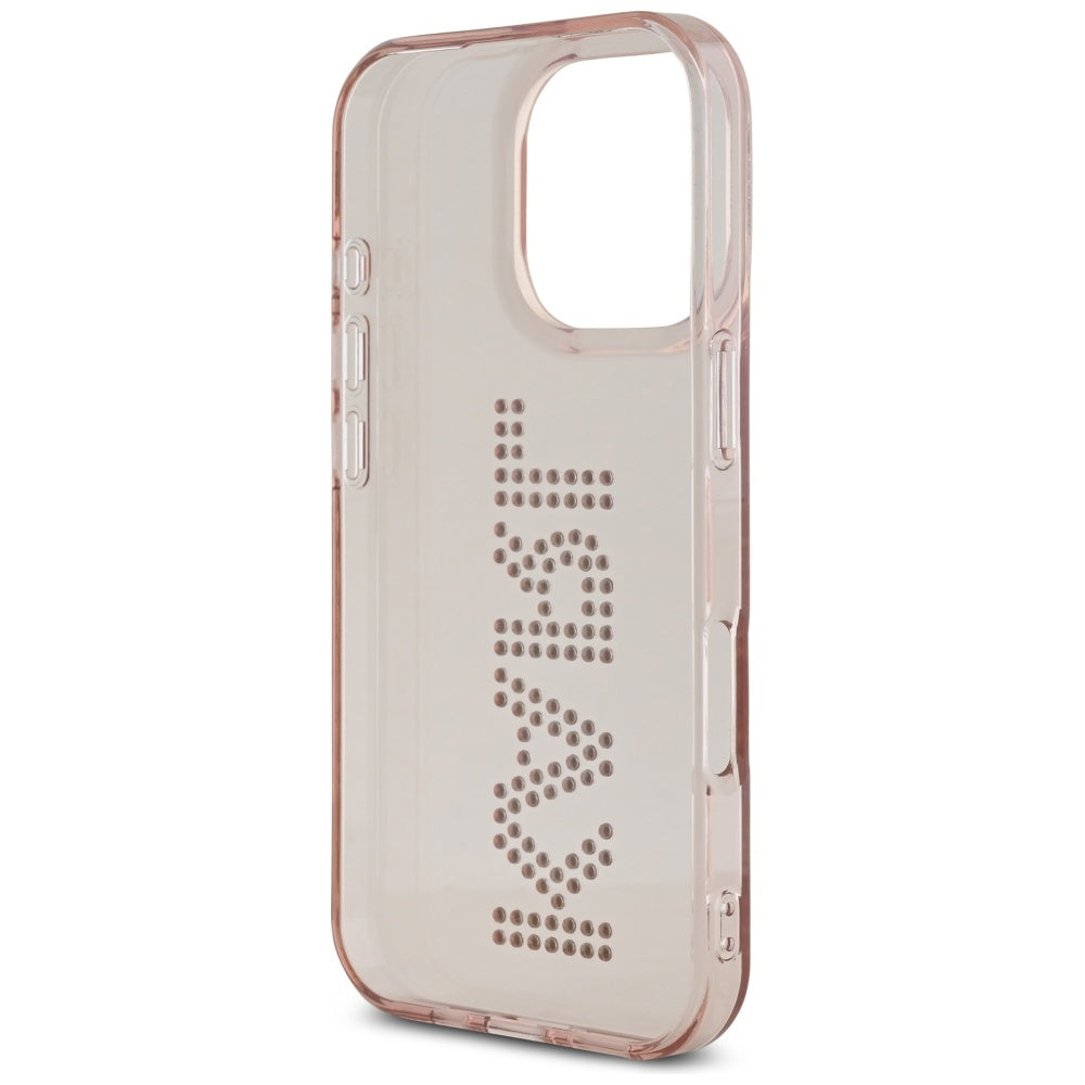 Étui pour Apple iPhone 16 Pro Max, Karl Lagerfeld, IML Rhinestones Pink Logo, Rose