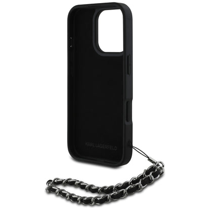 Étui pour Apple iPhone 16 Pro Max, Karl Lagerfeld, Saffiano Crystals & Charm, Noir