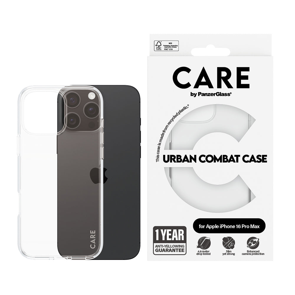 Étui pour Apple iPhone 16 Pro Max, PanzerGlass, Care Urban Combat, Transparent