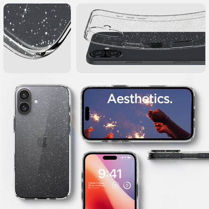 Hülle für Apple iPhone 16, Spigen, Liquid Crystal Glitter, Transparent ACS08192