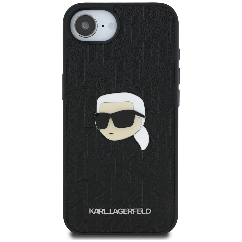 Étui pour Apple iPhone 16e, Karl Lagerfeld, Monogramme Tête de Karl, Noir