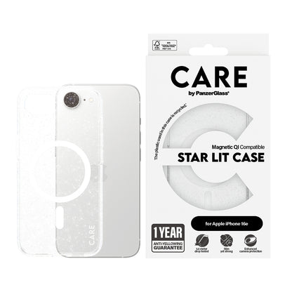 Étui pour Apple iPhone 16e, PanzerGlass, Care Urban Combat Star Lit, Transparent Blanc