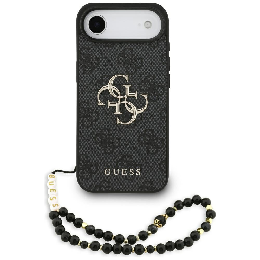 Étui pour Apple iPhone 17 Air, Guess, 4G Classic Logo avec Sangle, Noir