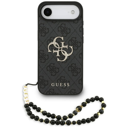 Étui pour Apple iPhone 17 Air, Guess, 4G Classic Logo avec Sangle, Noir