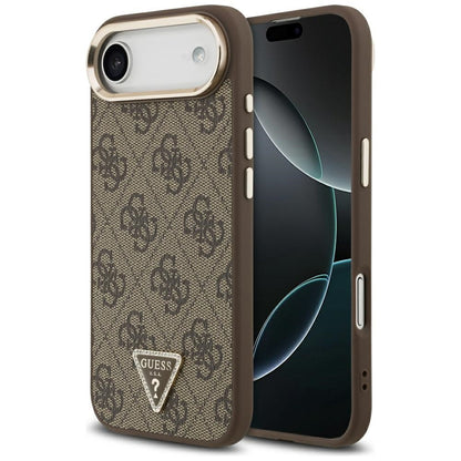 Étui pour Apple iPhone 17 Air, Guess, Logo Triangle 4G, Marron Doré