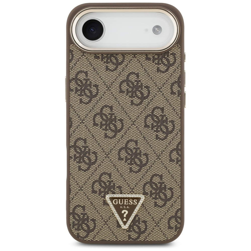 Étui pour Apple iPhone 17 Air, Guess, Logo Triangle 4G, Marron Doré
