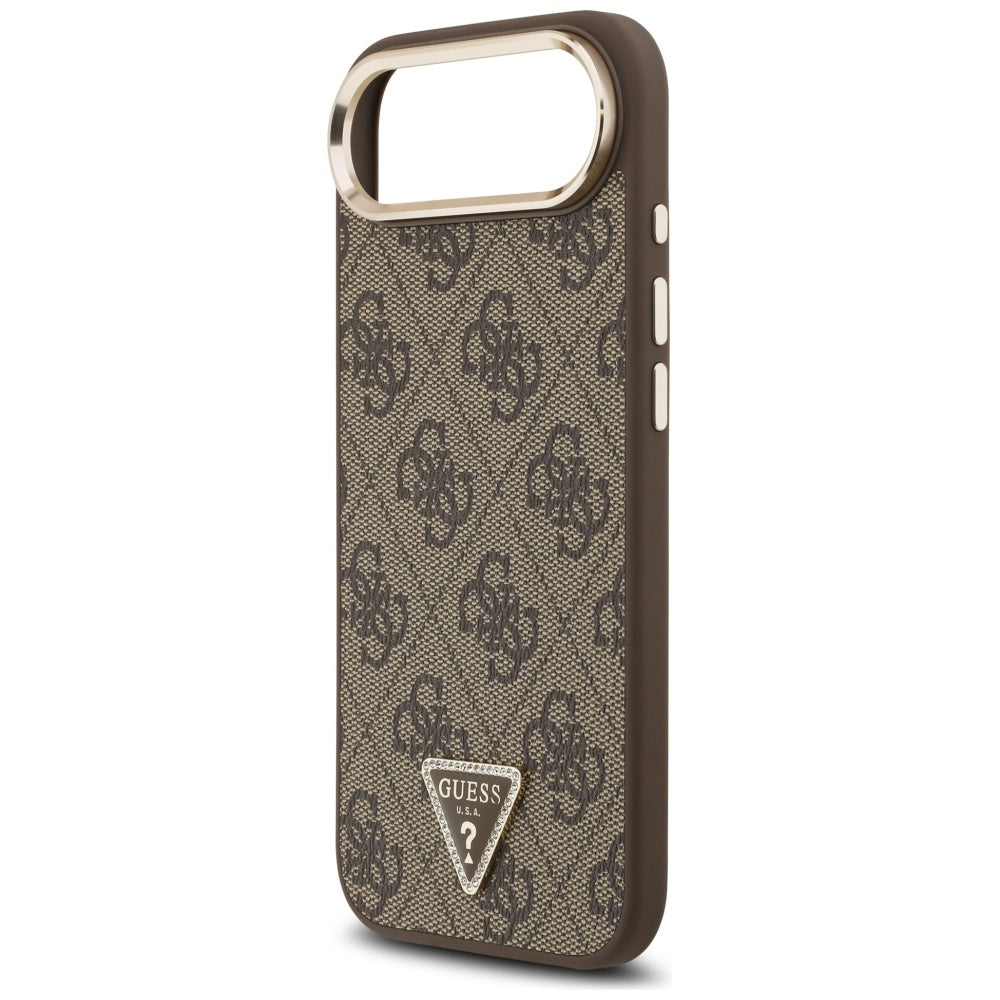 Étui pour Apple iPhone 17 Air, Guess, Logo Triangle 4G, Marron Doré