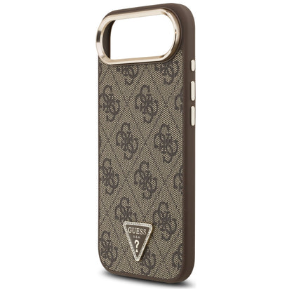 Étui pour Apple iPhone 17 Air, Guess, Logo Triangle 4G, Marron Doré