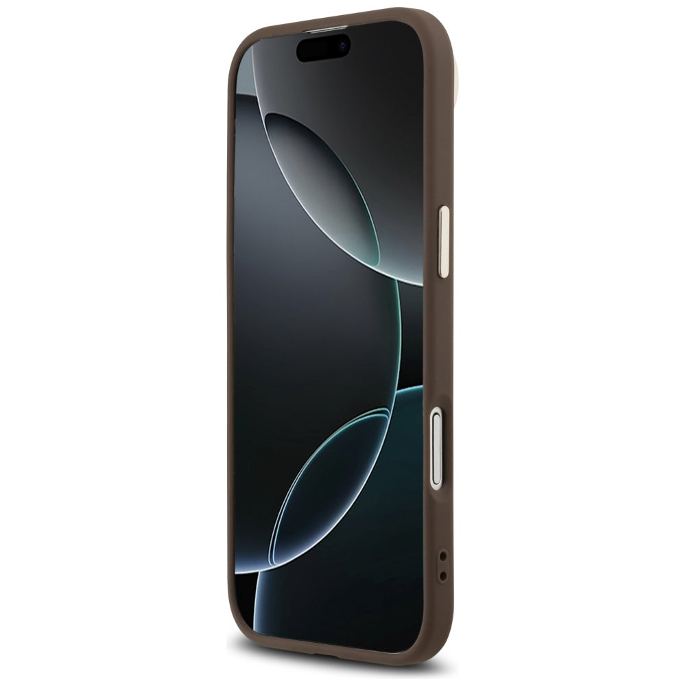 Étui pour Apple iPhone 17 Air, Guess, Logo Triangle 4G, Marron Doré