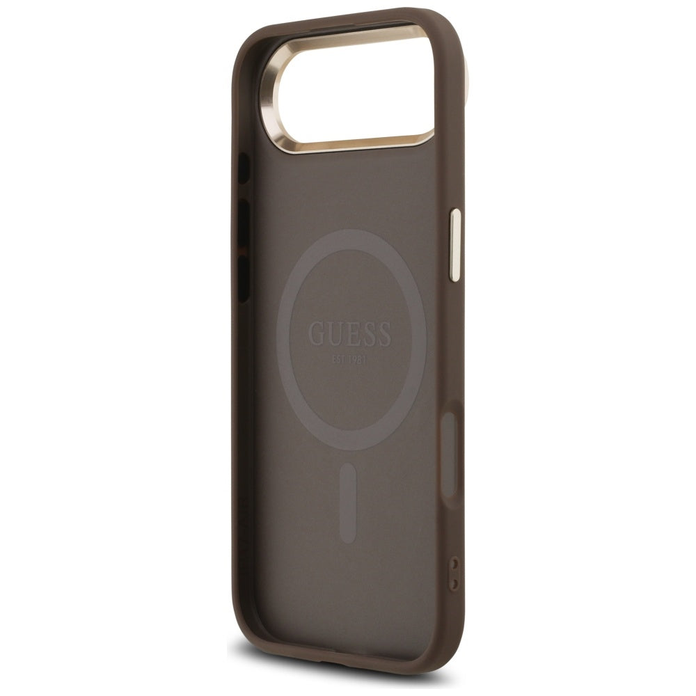 Étui pour Apple iPhone 17 Air, Guess, Logo Triangle 4G, Marron Doré