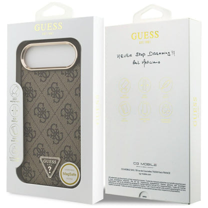Étui pour Apple iPhone 17 Air, Guess, Logo Triangle 4G, Marron Doré