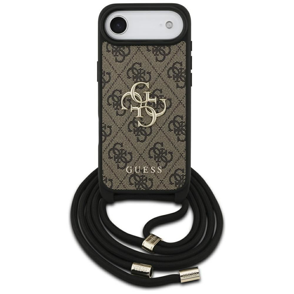 Étui pour Apple iPhone 17 Air, Guess, Crossbody Cord 4G Big Log, Marron