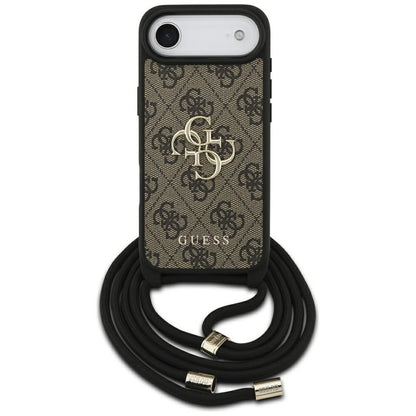 Étui pour Apple iPhone 17 Air, Guess, Crossbody Cord 4G Big Log, Marron