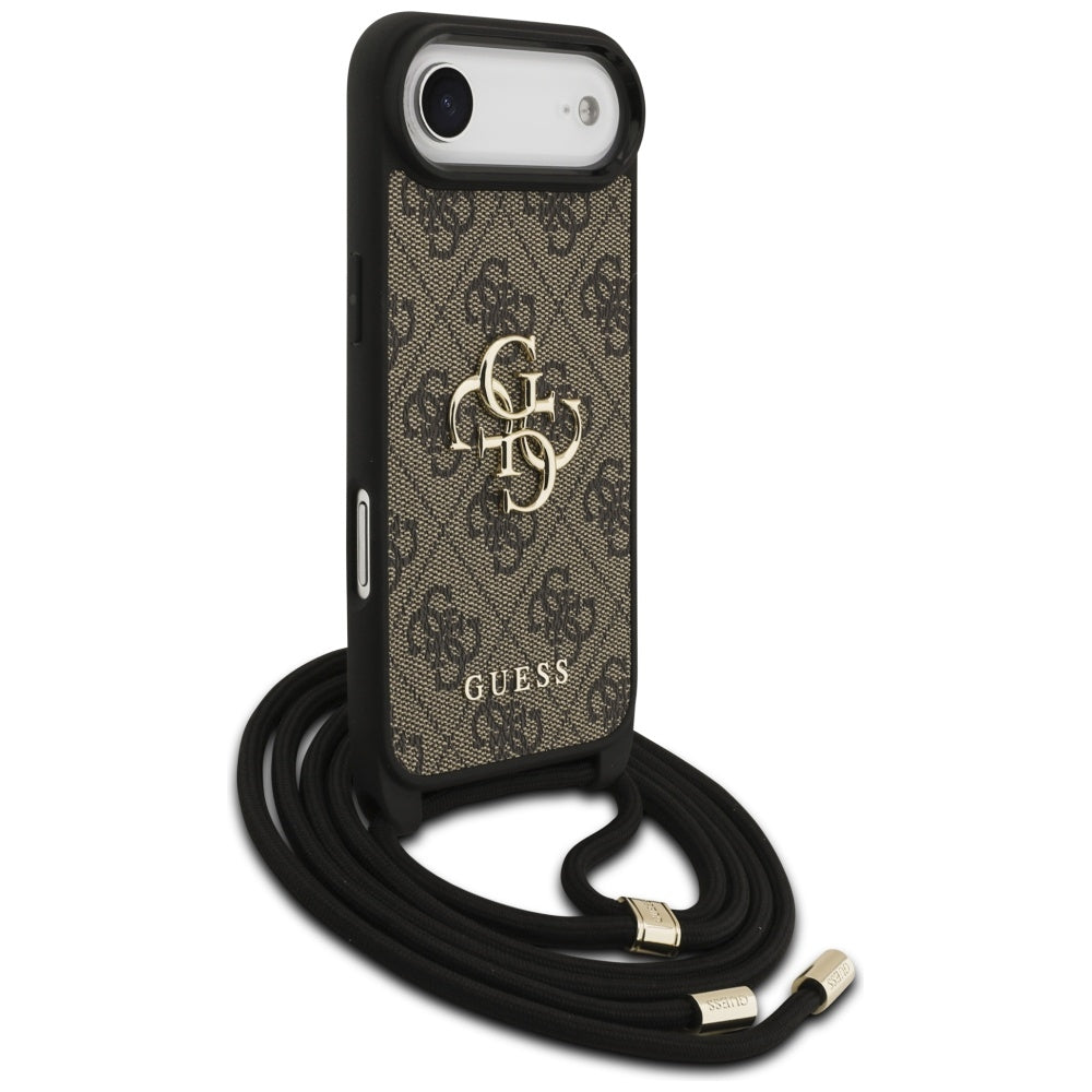 Étui pour Apple iPhone 17 Air, Guess, Crossbody Cord 4G Big Log, Marron