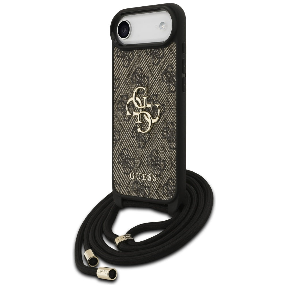 Étui pour Apple iPhone 17 Air, Guess, Crossbody Cord 4G Big Log, Marron