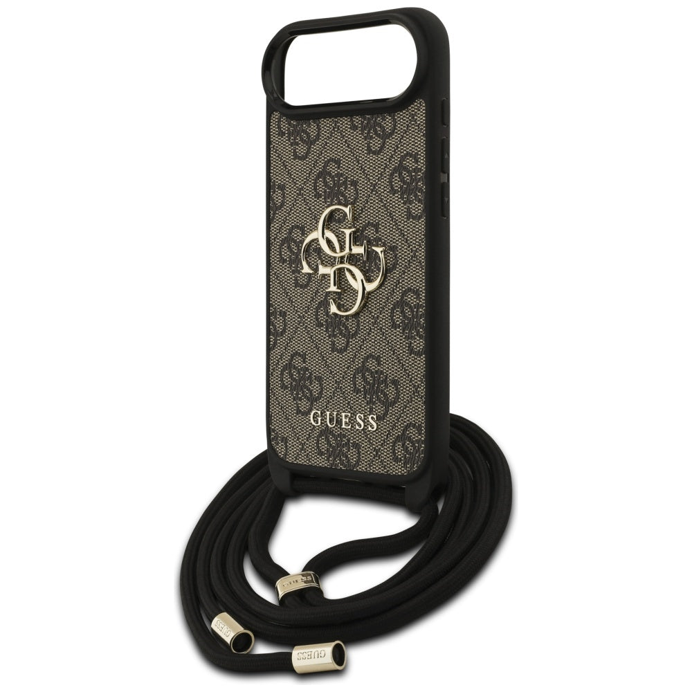 Étui pour Apple iPhone 17 Air, Guess, Crossbody Cord 4G Big Log, Marron