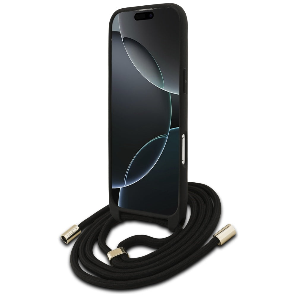 Étui pour Apple iPhone 17 Air, Guess, Crossbody Cord 4G Big Log, Marron