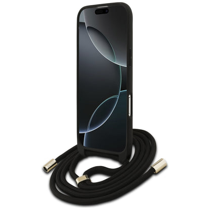 Étui pour Apple iPhone 17 Air, Guess, Crossbody Cord 4G Big Log, Marron
