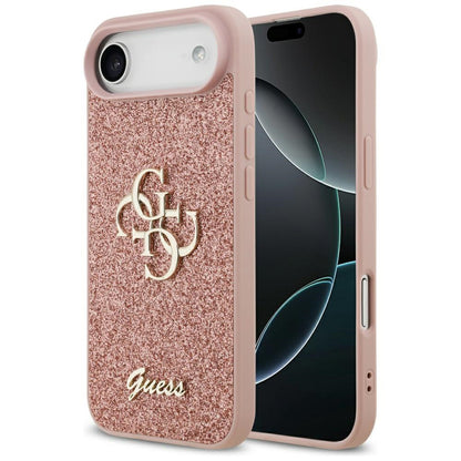 Hülle für Apple iPhone 17 Air, Guess, Fixed Glitter Big 4G, Rosa