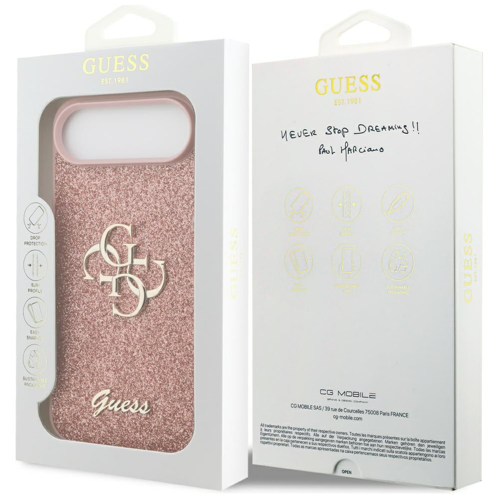 Hülle für Apple iPhone 17 Air, Guess, Fixed Glitter Big 4G, Rosa
