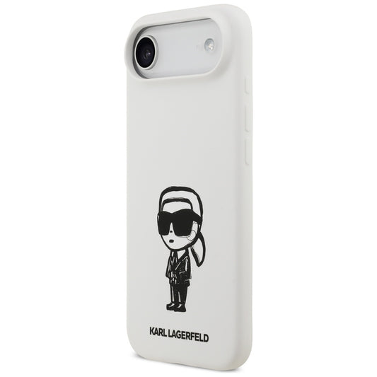 Étui pour Apple iPhone 17 Air, Karl Lagerfeld, Sketch and Logo Karl, Blanc