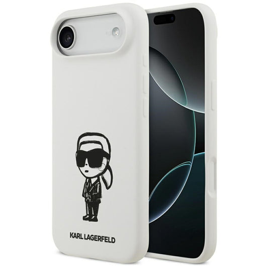 Étui pour Apple iPhone 17 Air, Karl Lagerfeld, Sketch and Logo Karl, Blanc