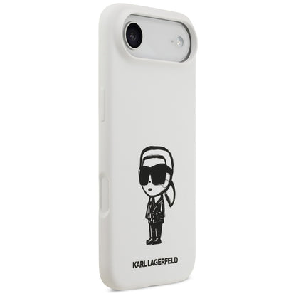 Étui pour Apple iPhone 17 Air, Karl Lagerfeld, Sketch and Logo Karl, Blanc