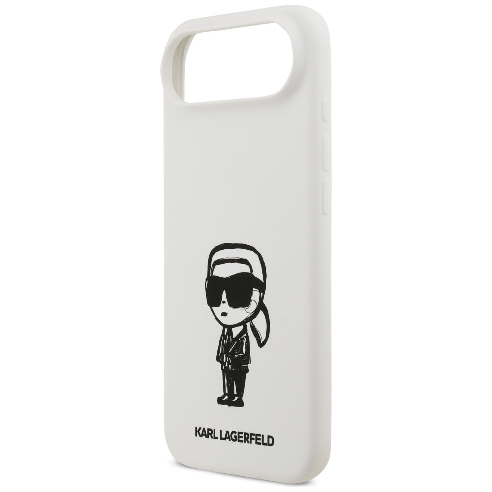 Étui pour Apple iPhone 17 Air, Karl Lagerfeld, Sketch and Logo Karl, Blanc