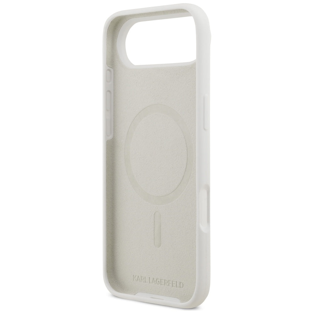 Étui pour Apple iPhone 17 Air, Karl Lagerfeld, Sketch and Logo Karl, Blanc