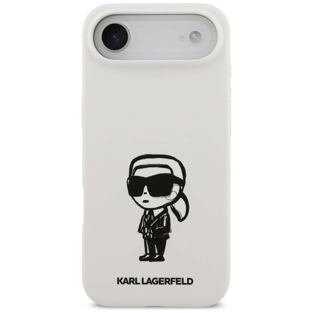 Étui pour Apple iPhone 17 Air, Karl Lagerfeld, Sketch and Logo Karl, Blanc