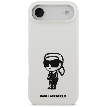 Étui pour Apple iPhone 17 Air, Karl Lagerfeld, Sketch and Logo Karl, Blanc