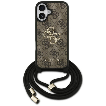 Case for Apple iPhone 17, Guess, 4G CBDY Big Logo with Cord Strap, Brown