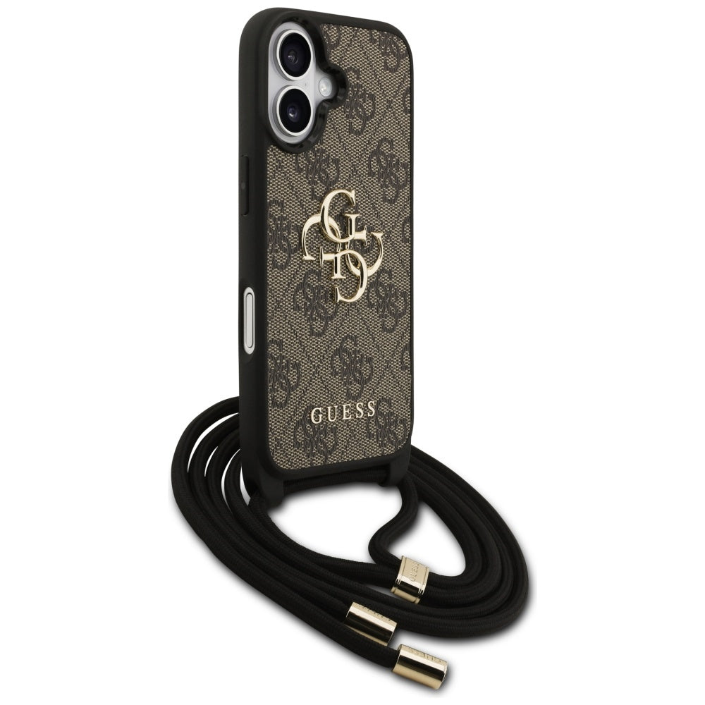 Case for Apple iPhone 17, Guess, 4G CBDY Big Logo with Cord Strap, Brown