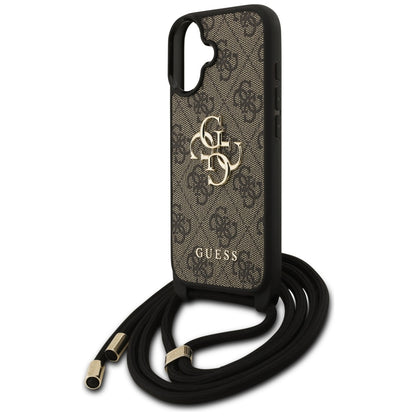 Case for Apple iPhone 17, Guess, 4G CBDY Big Logo with Cord Strap, Brown