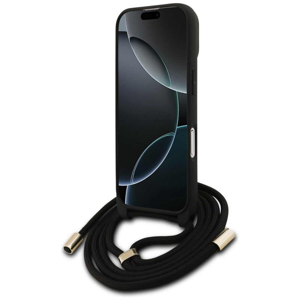 Case for Apple iPhone 17, Guess, 4G CBDY Big Logo with Cord Strap, Brown