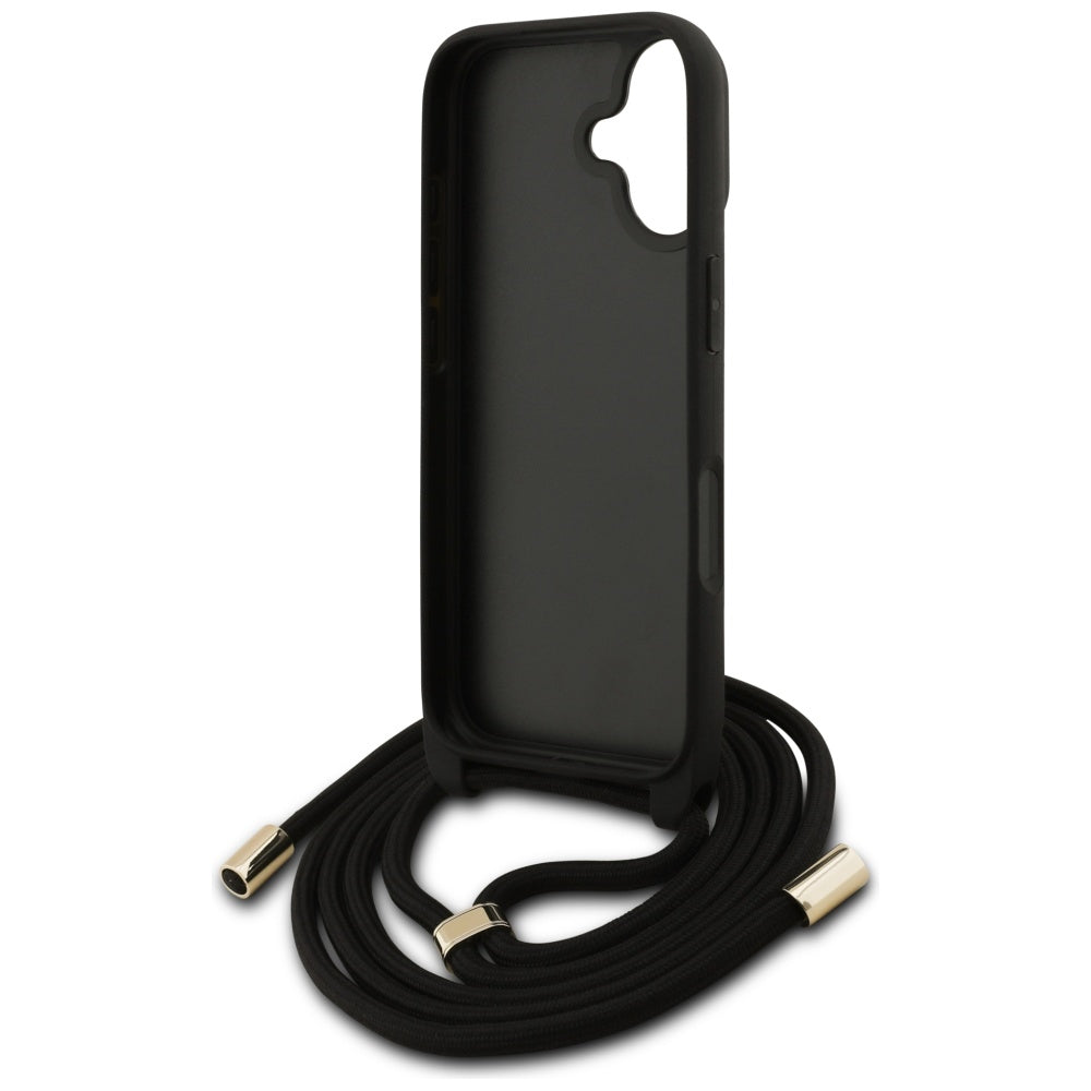 Case for Apple iPhone 17, Guess, 4G CBDY Big Logo with Cord Strap, Brown