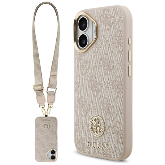 Case for Apple iPhone 17, Guess, 4G Strass Logo and Big Strap, Pink