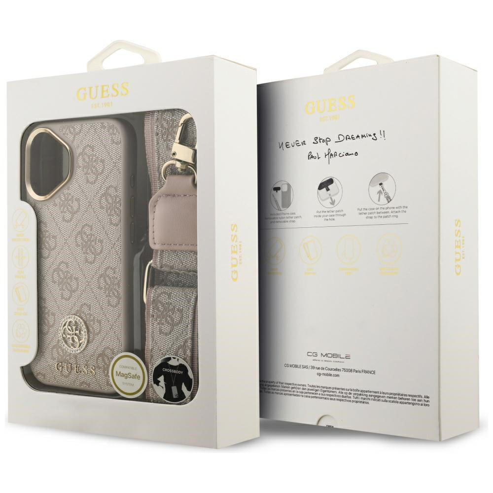 Case for Apple iPhone 17, Guess, 4G Strass Logo and Big Strap, Pink