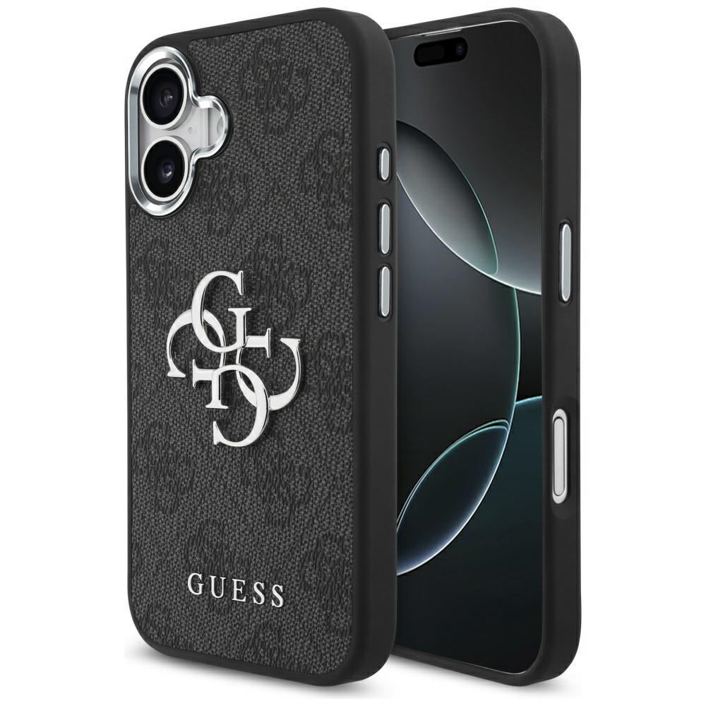 Hülle für Apple iPhone 17, Guess, Big 4G Logo Classic, Schwarz Silbern