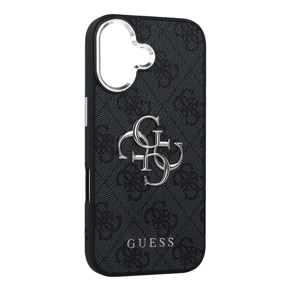 Hülle für Apple iPhone 17, Guess, Big 4G Logo Classic, Schwarz Silbern