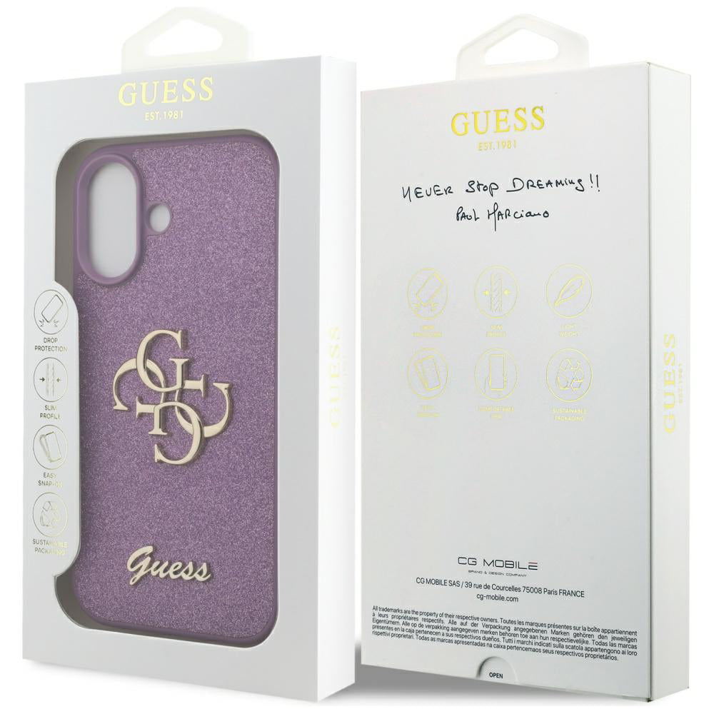 Hülle für Apple iPhone 17, Guess, Fixed Glitter Big 4G, Lila