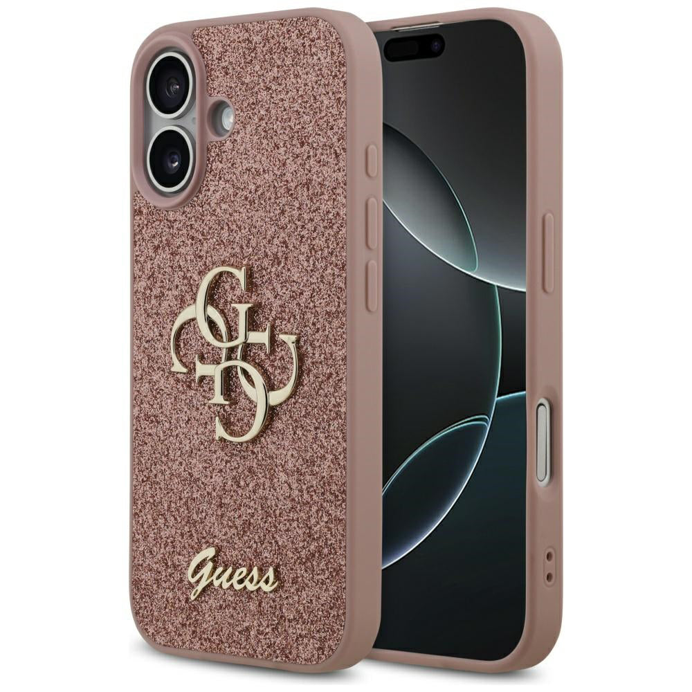 Étui pour Apple iPhone 17, Guess, Fixed Glitter Big 4G, Rose